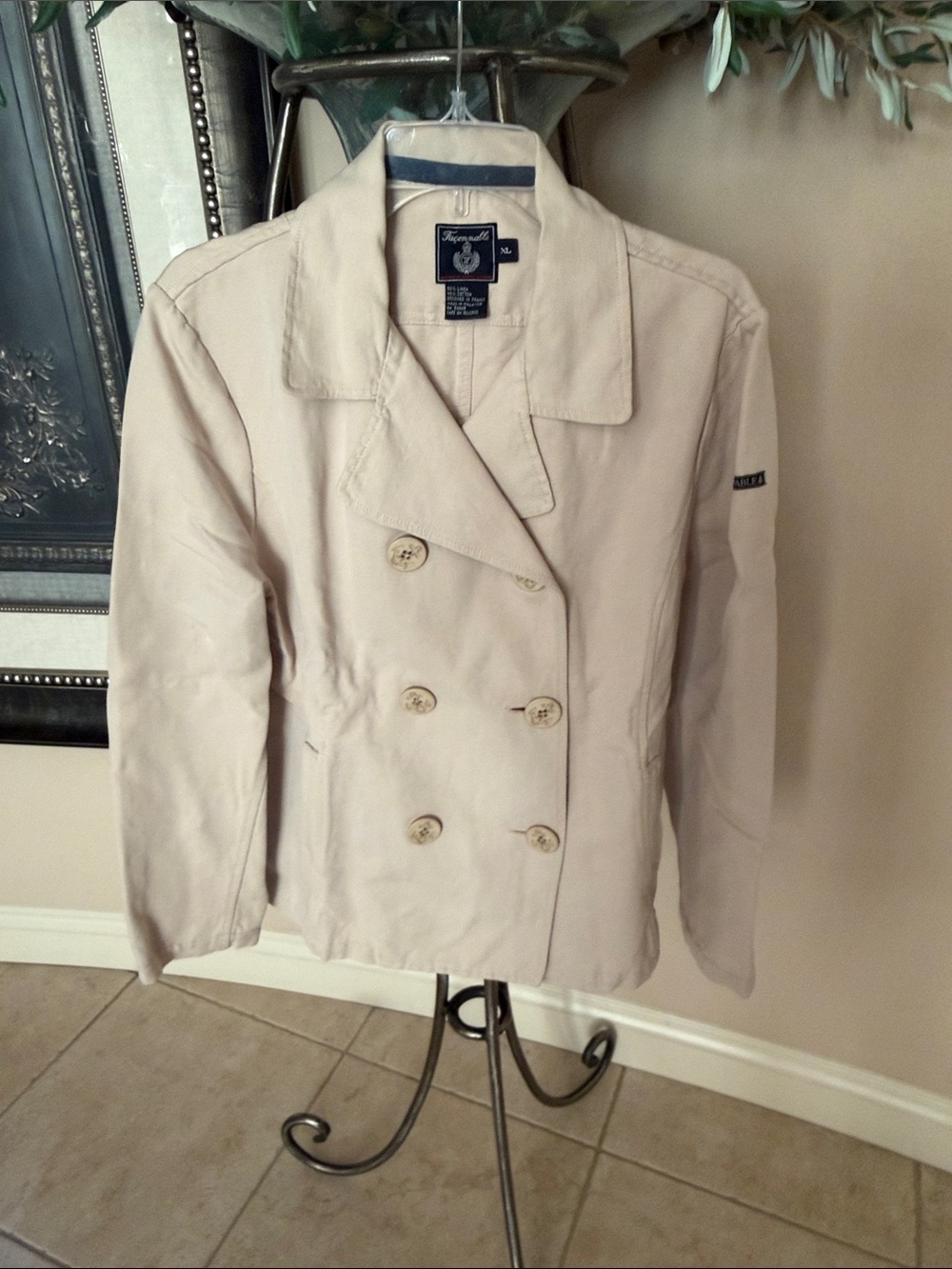 Faconnable Beige Double-Breasted Peacoat
